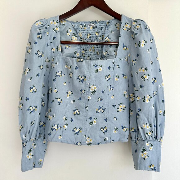 Reformation Stilton Linen Top - Mineral Daisy Embroidery - Picture 3 of 13